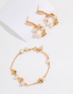 Gold Beads With Mini Baroque Pearl Set