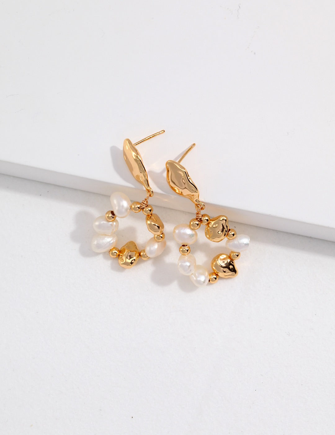 Gold Beads With Mini Baroque Pearl Set