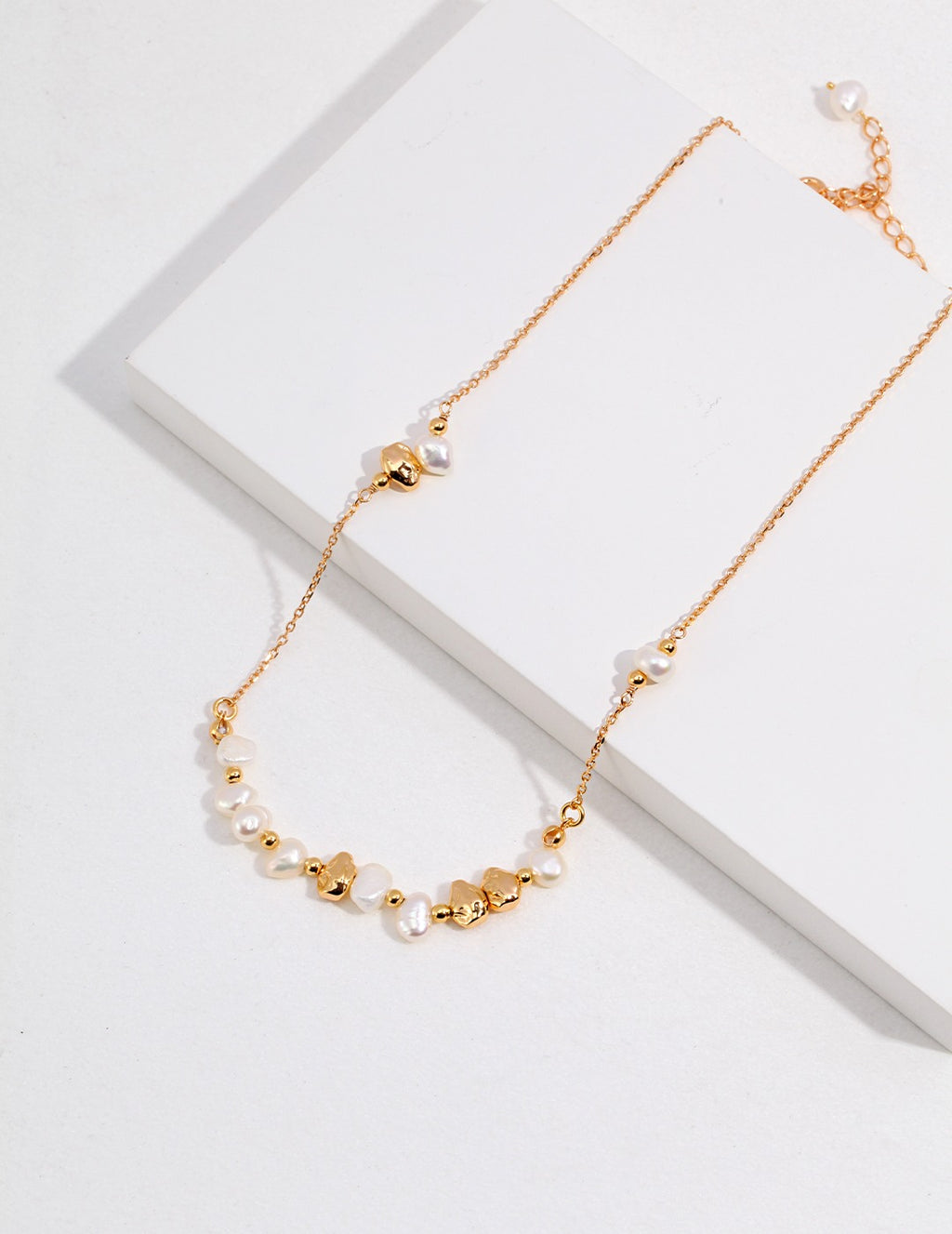 Gold Beads With Mini Baroque Pearl Set