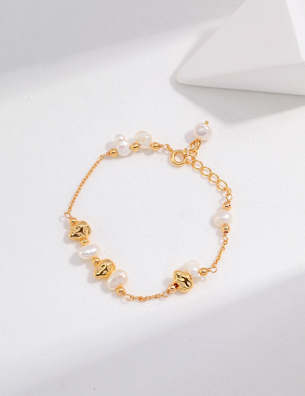 Gold Beads With Mini Baroque Pearl Set