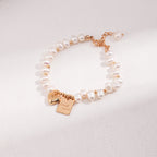 Good Luck Heart Tag Rice Pearl Bracelet