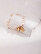 Good Luck Heart Tag Rice Pearl Bracelet
