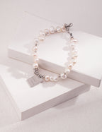Good Luck Heart Tag Rice Pearl Bracelet